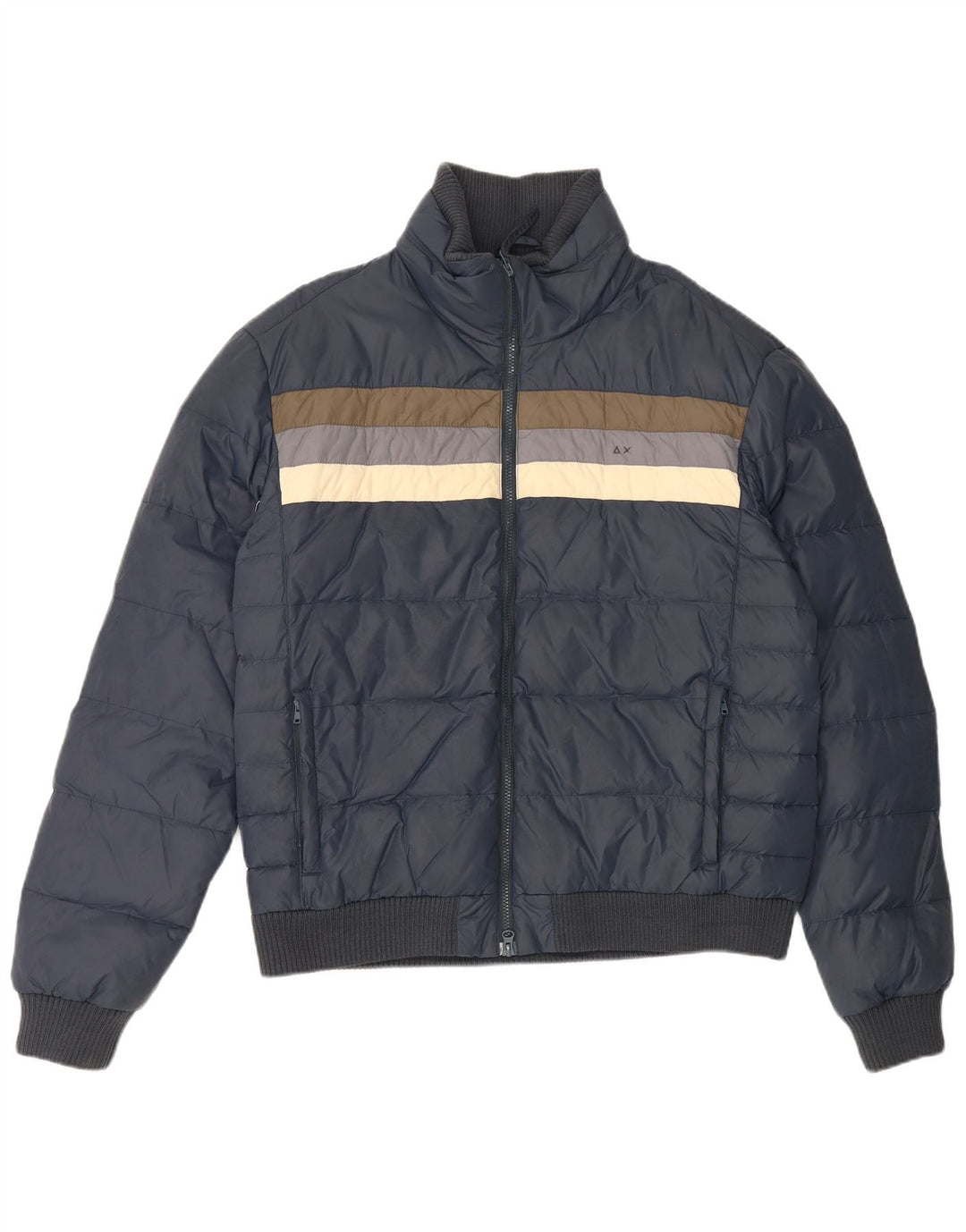 Sun68 Veste matelassée pour homme UK 44 2XL Bleu marine Colourblock Polyamide