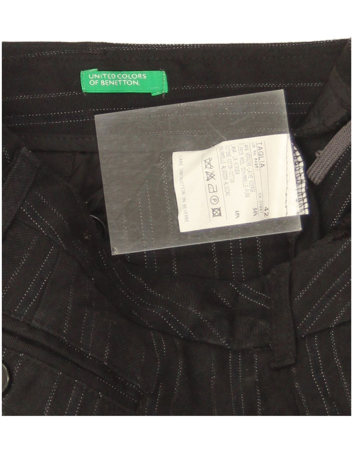 Benetton Womens Mini Skirt IT 42 Medium W32 Black Striped Virgin Wool