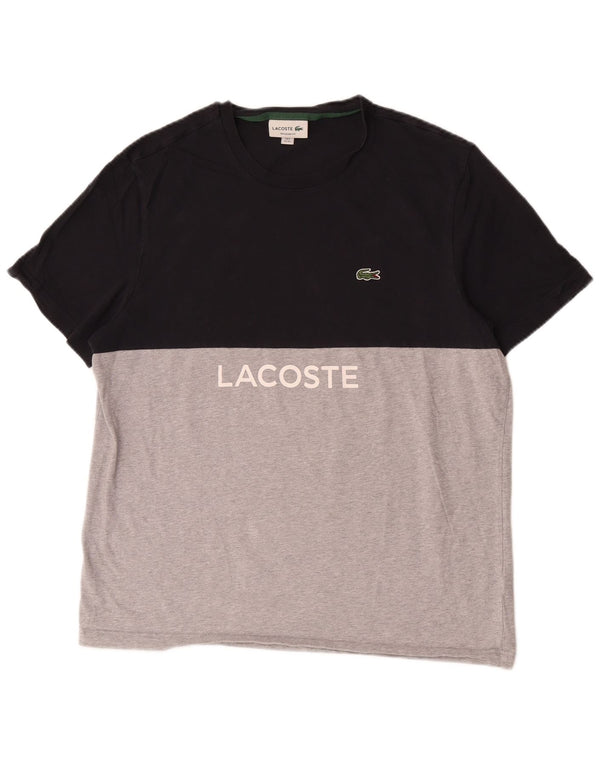 Lacoste Camiseta gráfica de corte regular para hombre Talla 6 XL Bloque de color negro