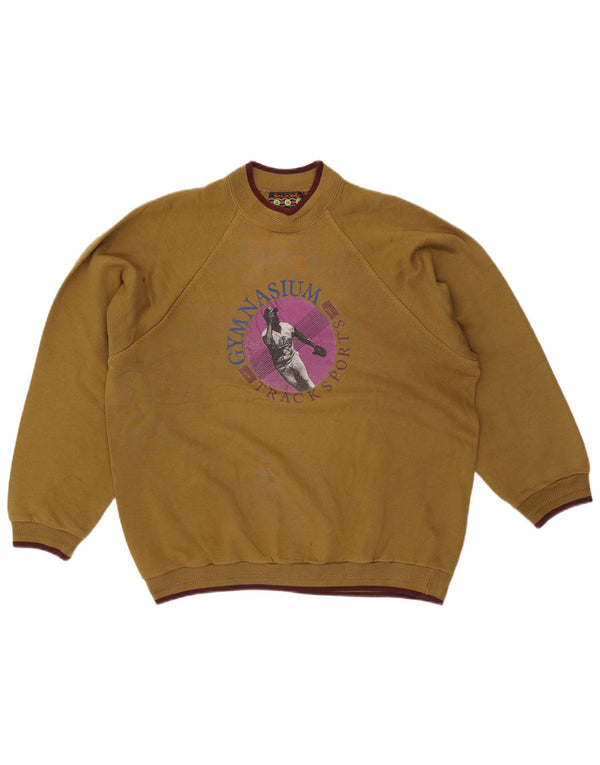 Vintage Mens Graphic Sweatshirt Jumper XL Khaki