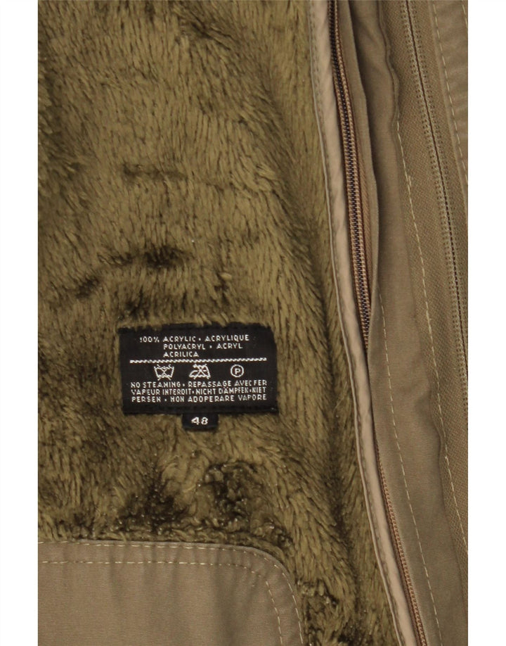 WESTBURY Mens Hooded Sherpa Parka Jacket EU 48 Medium Khaki Acrylic