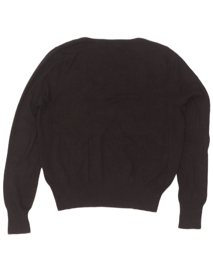 Marks & Spencer Womens V-Neck Jumper Sweater UK 14 Medium  Black Viscose
