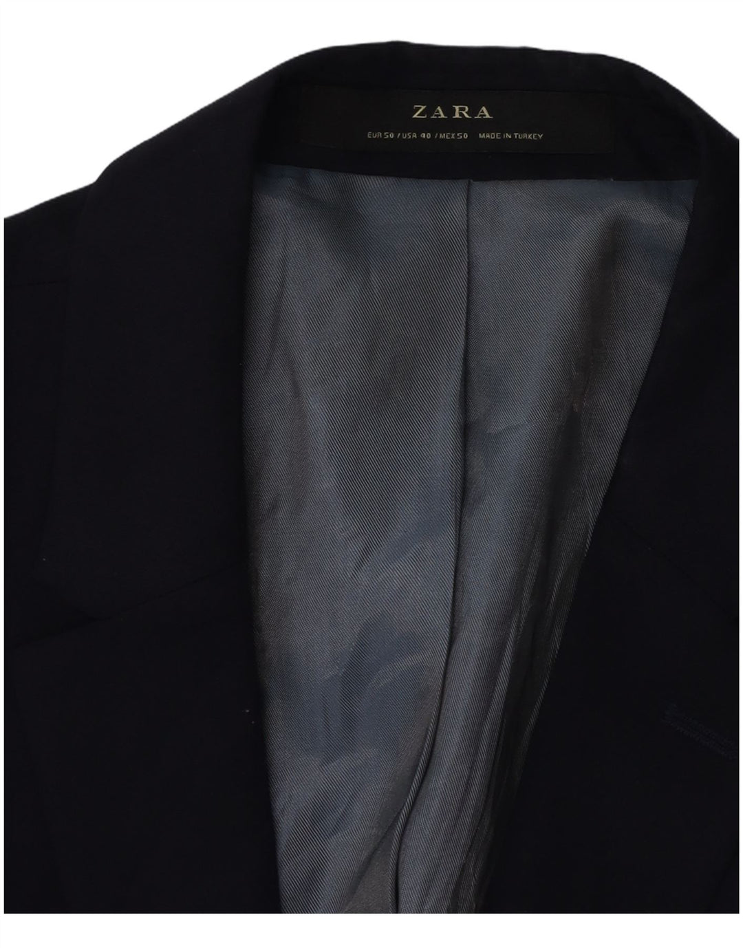 Zara Herre 2-knaps blazerjakke EU 50 Medium Navy Blue