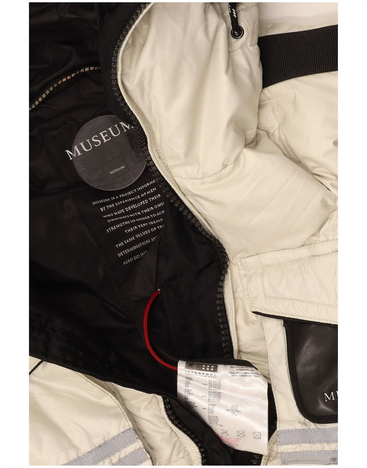 MUSEUM Polstret hættejakke til kvinder UK 14 Medium Off White Polyester