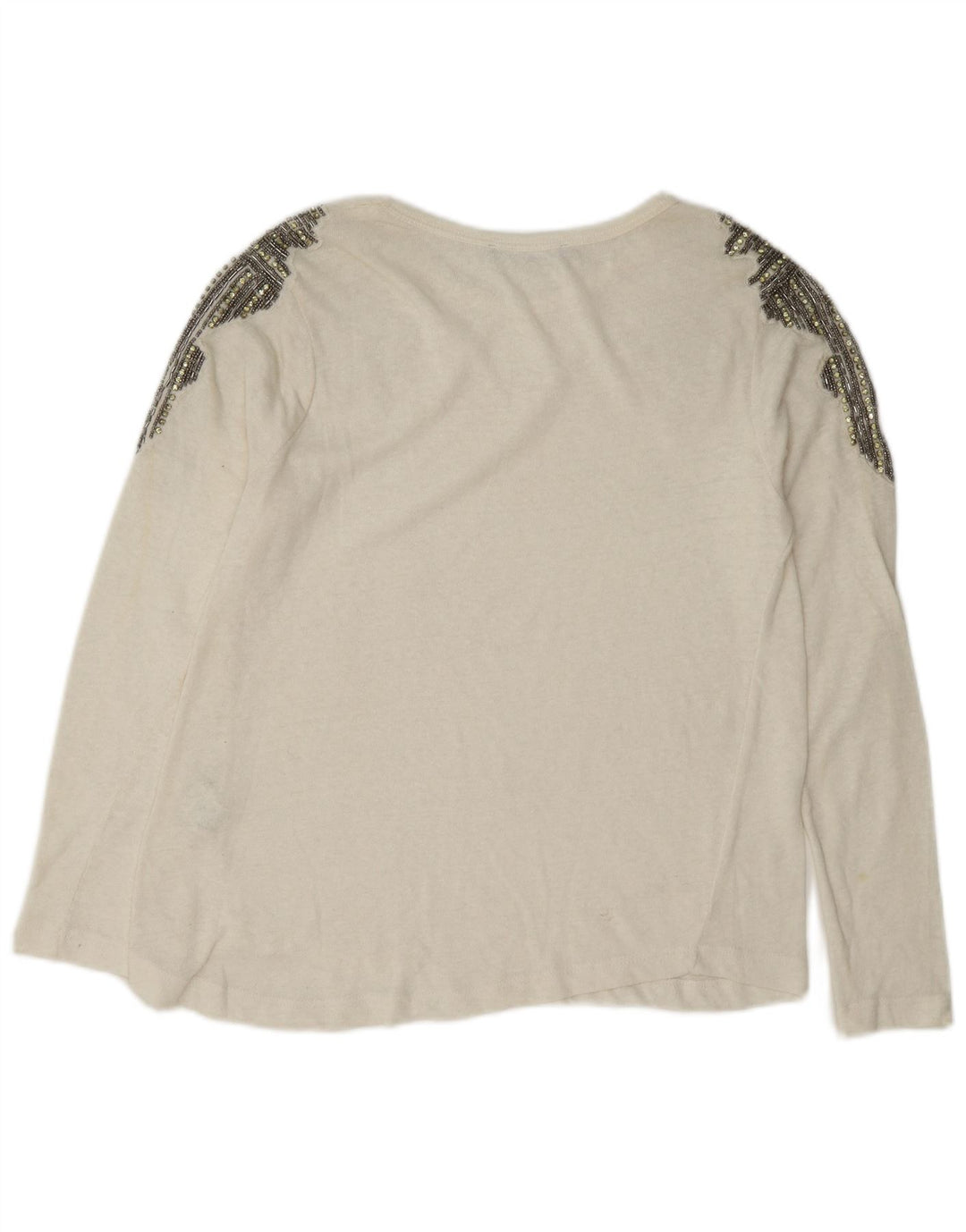 Top Zara da donna a maniche lunghe UK 10 piccolo in cotone bianco