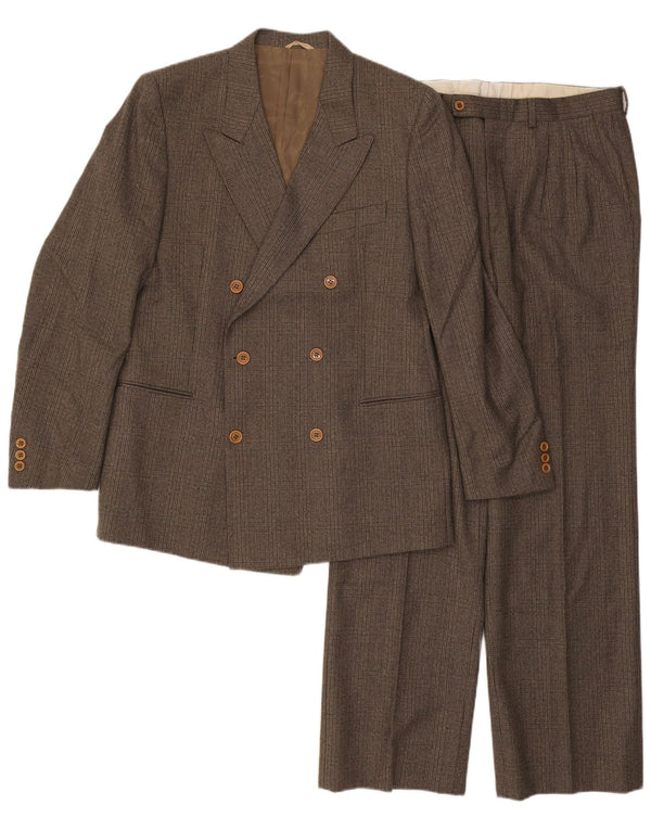Vintage Herren 2-teiliger Anzug IT 50 Large W32 L32 Braun karierte Wolle