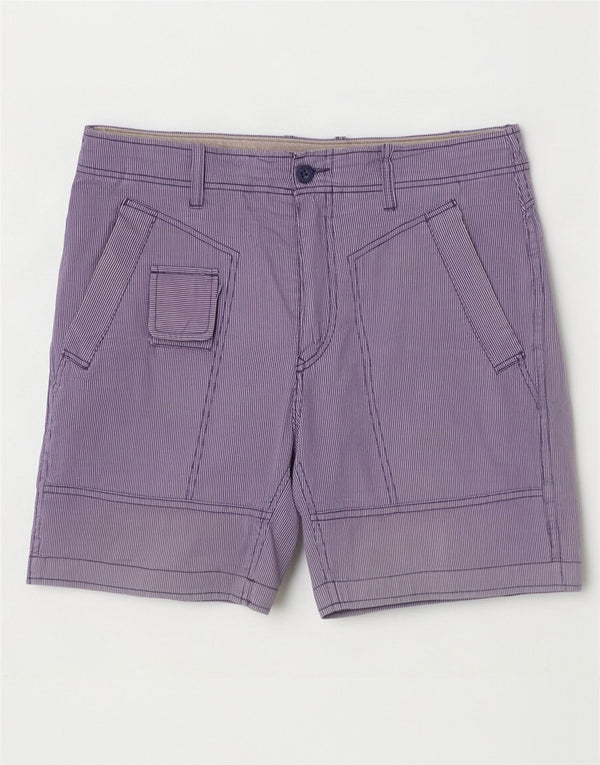 Diesel Mens Casual Shorts W32 Large Blue Striped Cotton