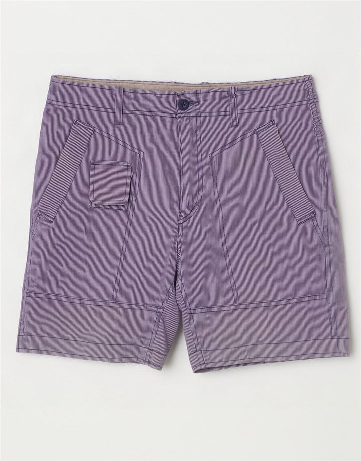 Diesel Mens Casual Shorts W32 Large Blue Striped Cotton