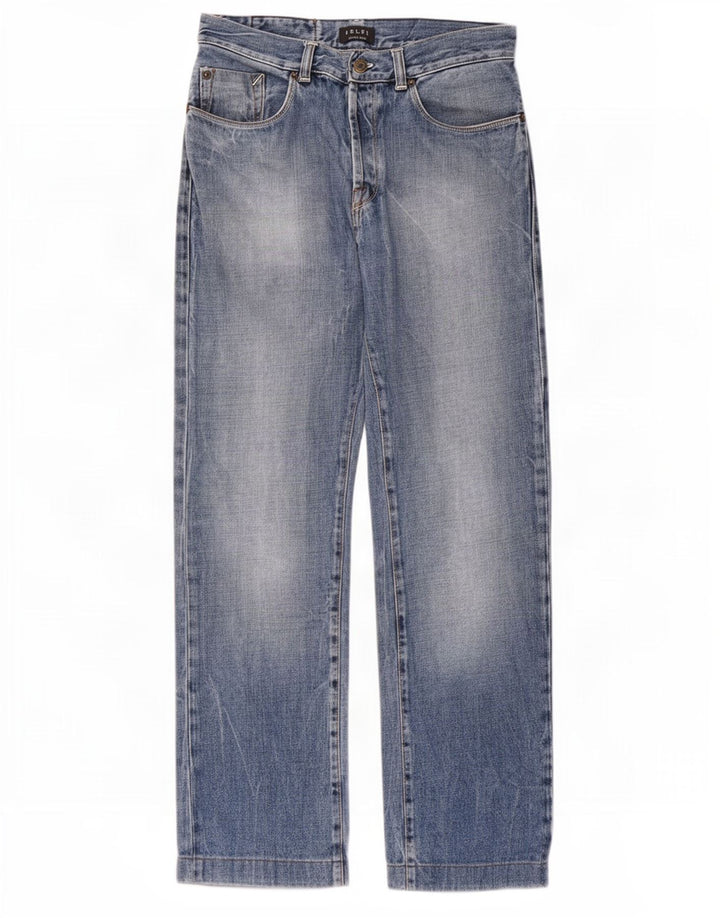 Belfe Mens Straight Jeans W33 L28 Azul Algodão
