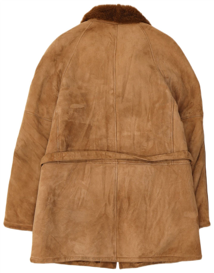 Vintage Mens Shearling Overcoat IT 48 Medium Beige