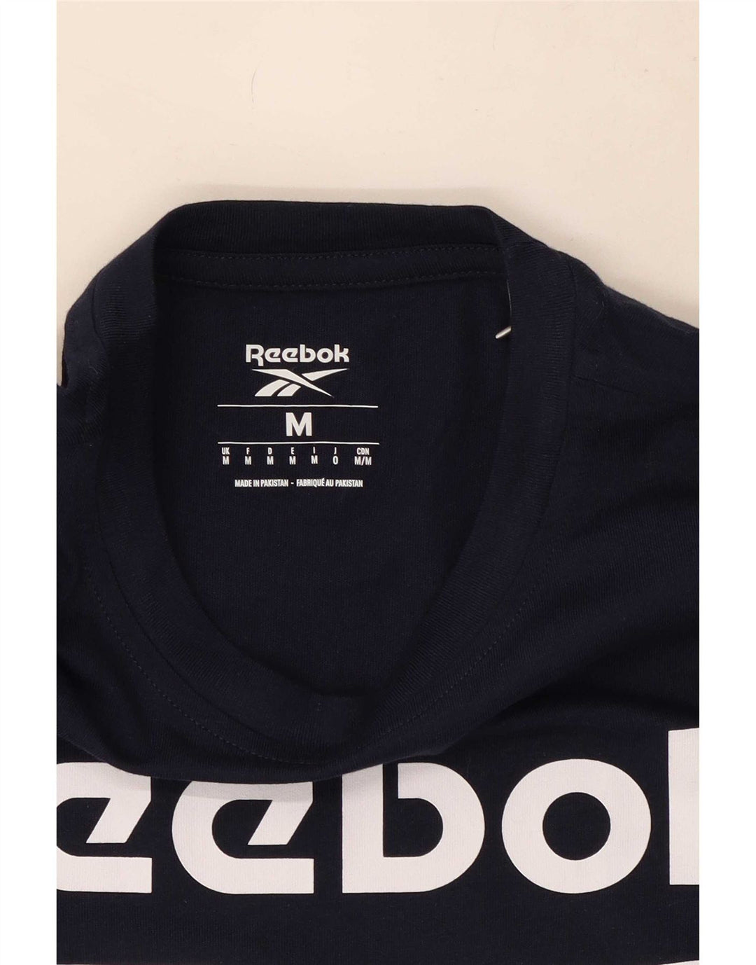 Reebok Mens Graphic T-Shirt Top Medium Navy Blue Cotton