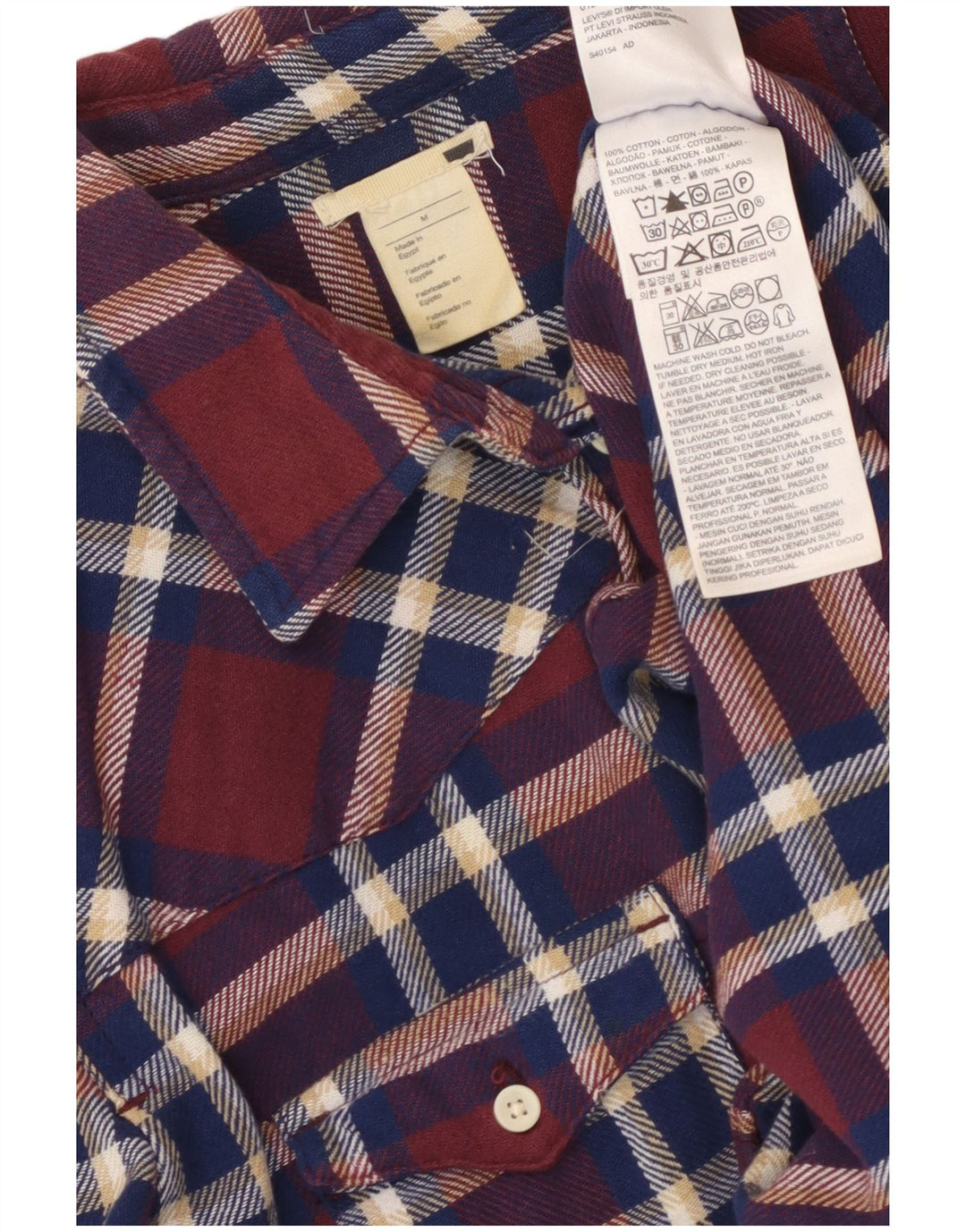 Женская фланелевая рубашка LEVI'S UK 14, средний бордовый цвет в клетку, хлопок