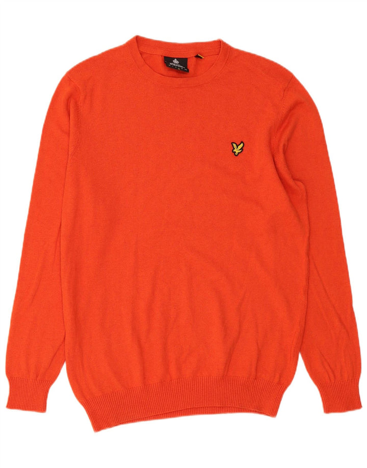 Lyle & Scott Herren-Pullover mit Rundhalsausschnitt, Größe L, aus roter Baumwolle