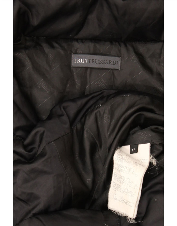 Trussardi Womens Hooded Padded Coat IT 42 Medium Black Polyester