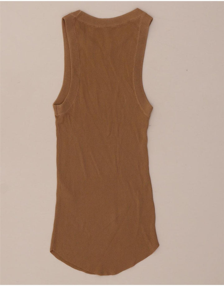 Zara Womens Vest Top UK 4 XS Beige Viscose
