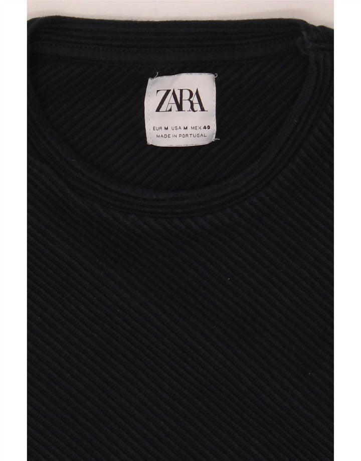 Zara Mens Top Long Sleeve Medium Navy Blue