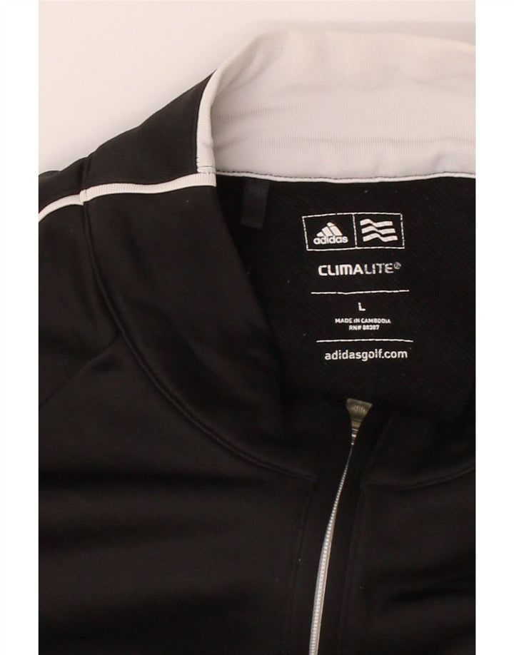 ADIDAS Mens Climalite Zip Neck Sweatshirt Jumper Large Black Polyester Vintage Adidas and Second-Hand Adidas from Messina Hembry 