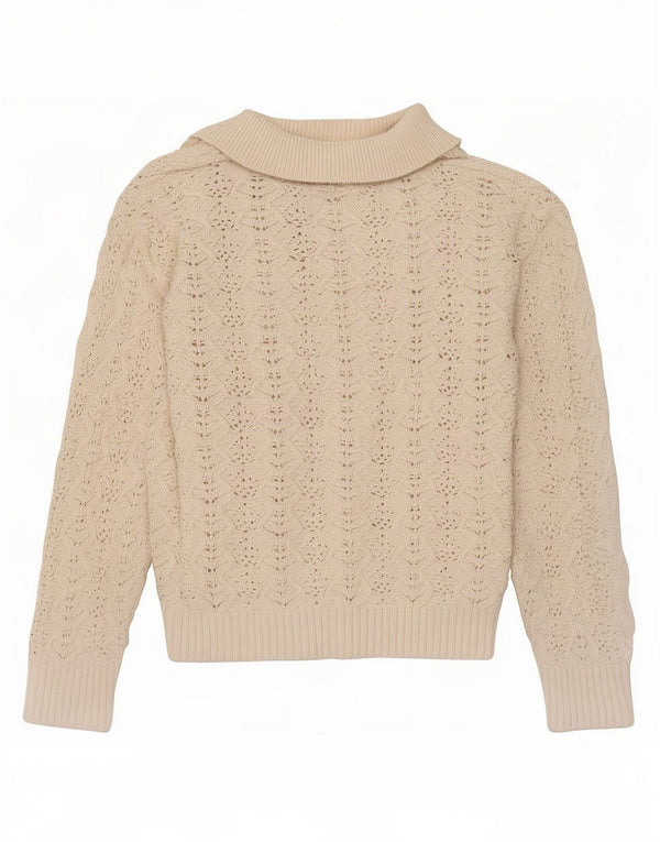 Maglione maglione collo alto da donna Marks & Spencer UK 10 piccolo cotone beige