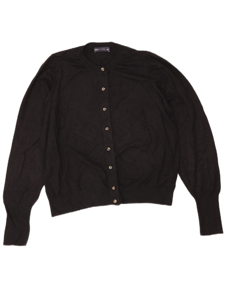 Marks & Spencer Womens Cardigan Sweater UK 16 Large Black Viscose