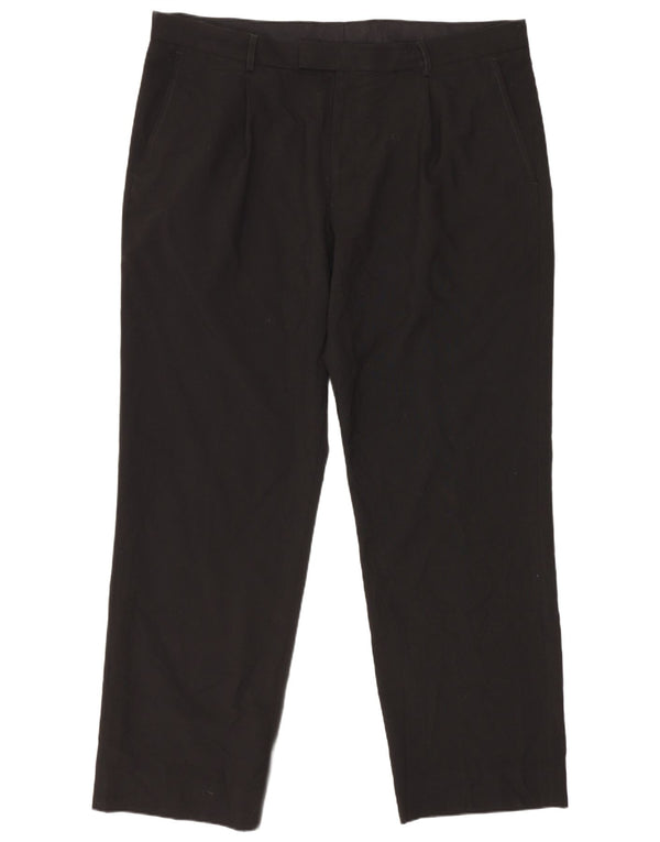 Pantaloni da abito dritti da uomo Marks & Spencer W39 L31 poliestere nero