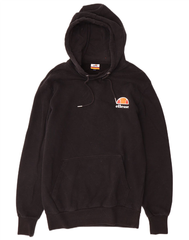 ELLESSE Mens Graphic Hoodie Jumper Medium Black Cotton