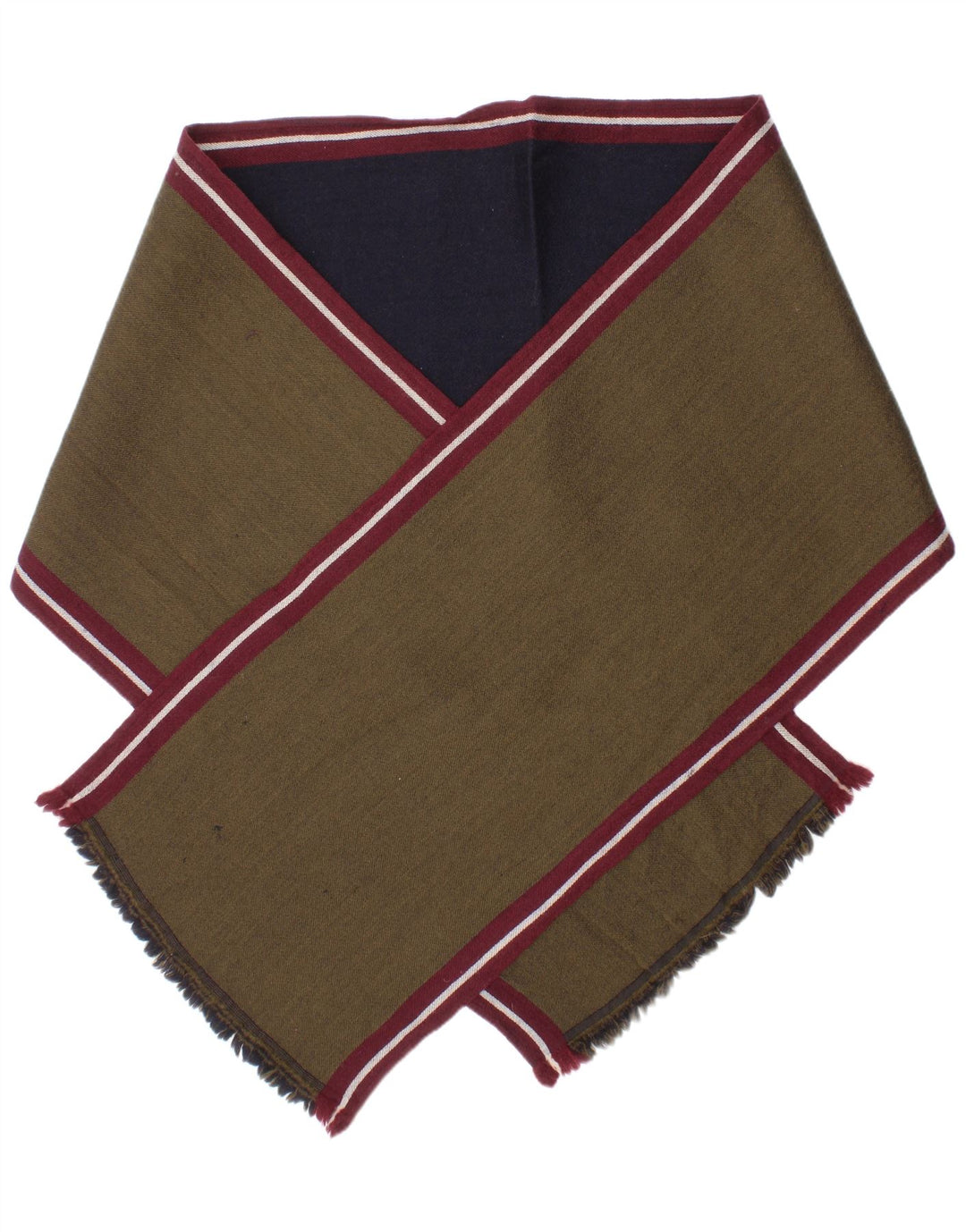 Massimo Dutti Mens Rectangle Scarf One Size Navy Blue Striped Classic