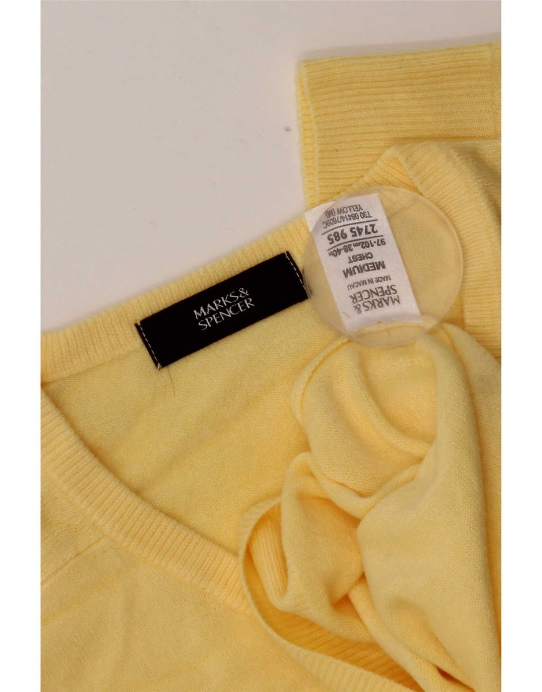 Maglione da uomo con scollo a V Marks & Spencer, acrilico giallo medio