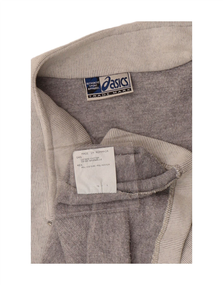 ASICS Mens Zip Neck Sweatshirt Jumper Large Grey Cotton Vintage Asics and Second-Hand Asics from Messina Hembry 