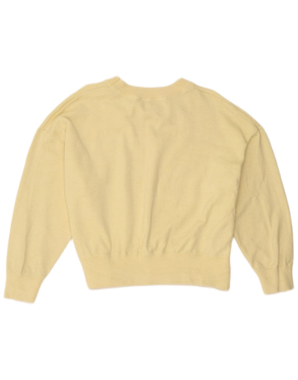 Zara Womens Crop Crew Neck Jumper Sweater UK 16 Large Yellow Viscose