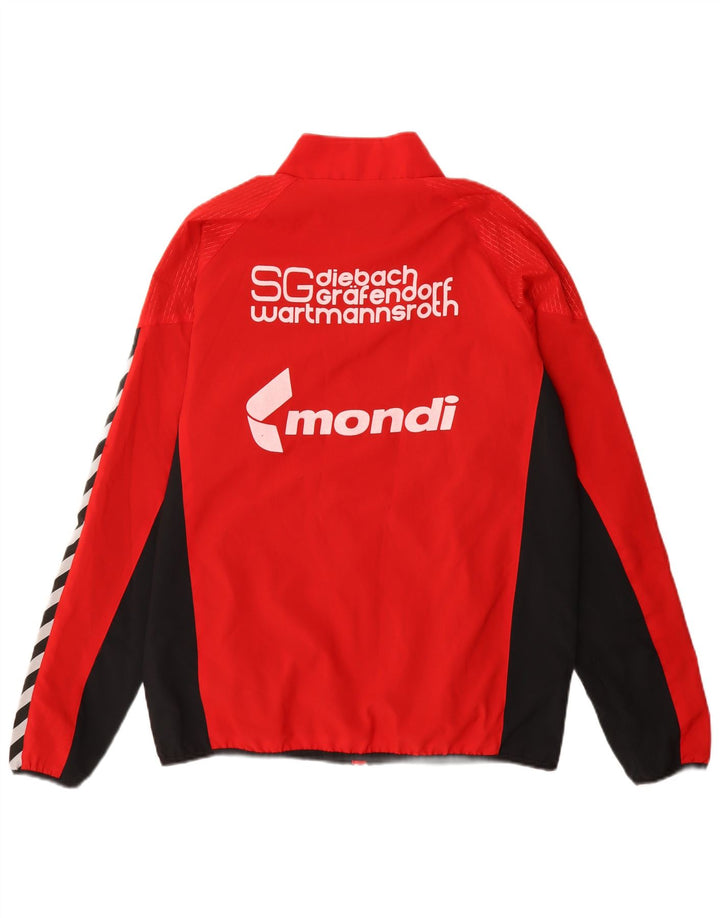 Hummel Herren-Trainingsanzugoberteil mit Grafik, Mittelrotes Farbblock-Polyester