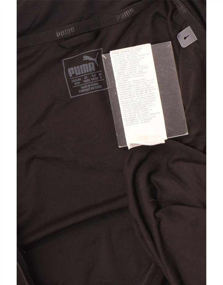 PUMA Mens Zip Neck Pullover Tracksuit Top Medium Black Colourblock