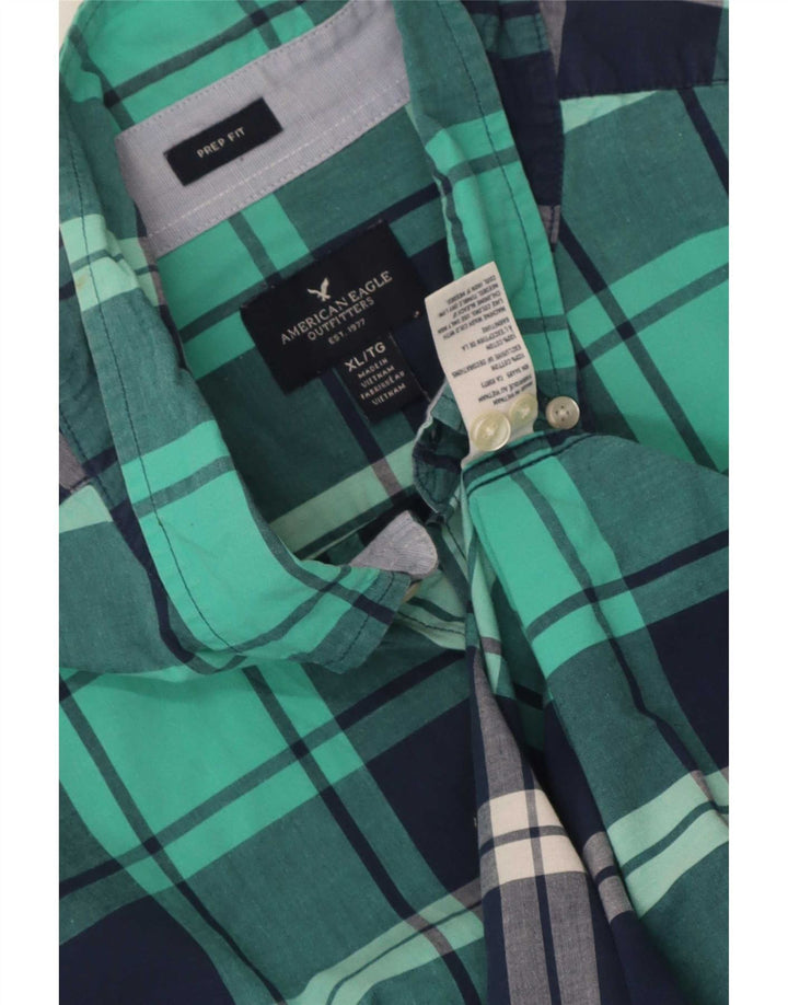 Camicia da uomo American Eagle XL in cotone a quadri verdi