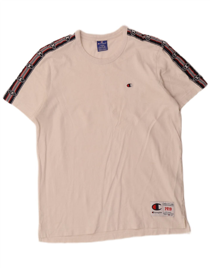 CHAMPION Herre Grafisk T-Shirt Top Stor Hvid Bomuld