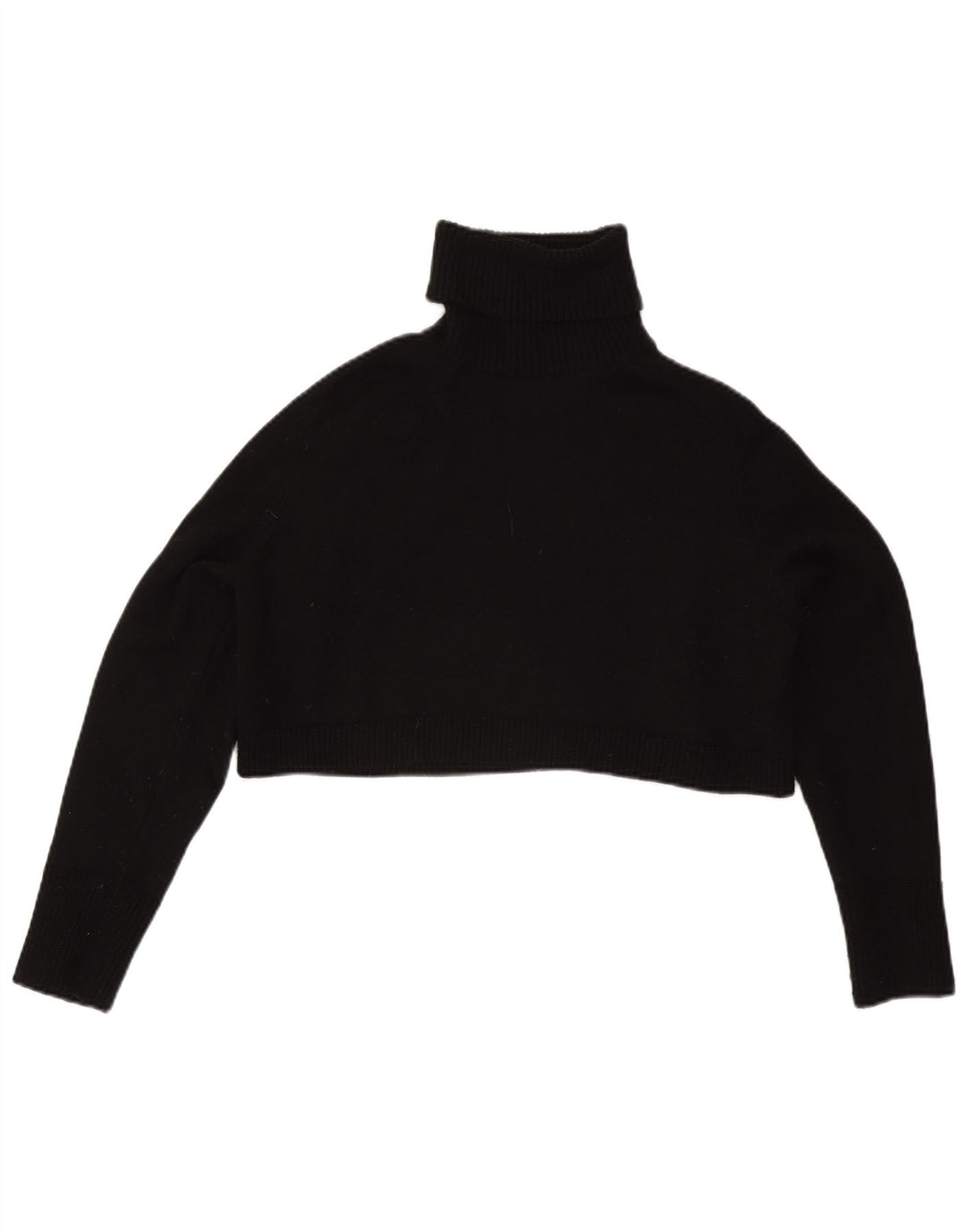 Zara Womens Crop Roll Neck Jumper Sweater UK 14 Medium Black Viscose