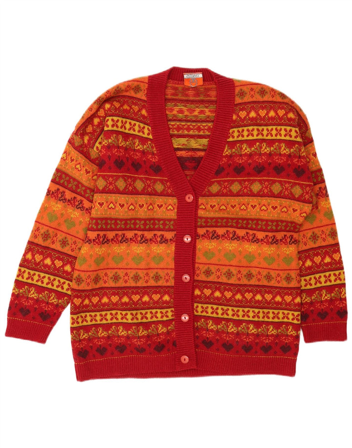 Stefanel Womens Cardigan Sweater UK 16 Large Multicoloured Fair Isle