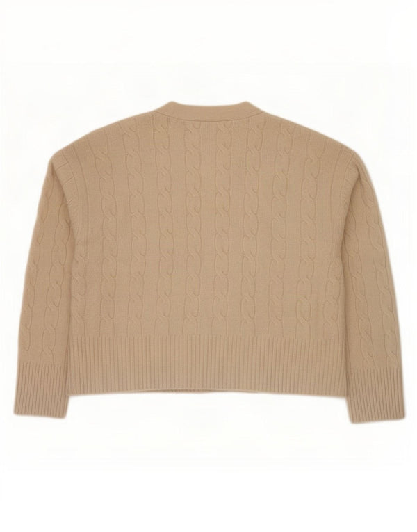 Zara Cardigan surdimensionné à manches 3/4 pour femme UK 10 Petit Beige
