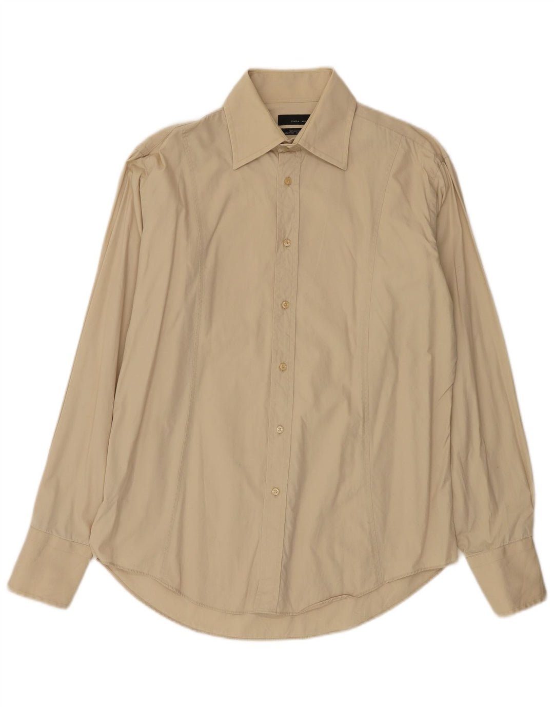 Zara Mens Shirt XL Beige Cotton