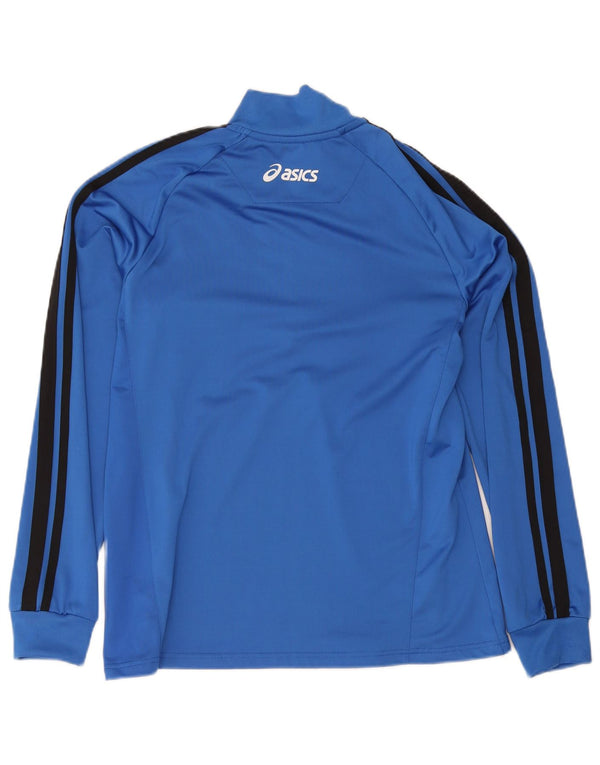 Asics Herre Zip Neck Pullover Træningsdragt Top XL Blå Colourblock Polyester