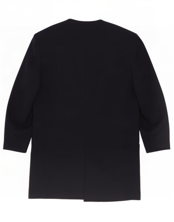 Marella Veste blazer longue ouverte pour femme UK 12 Bleu marine moyen Laine vierge