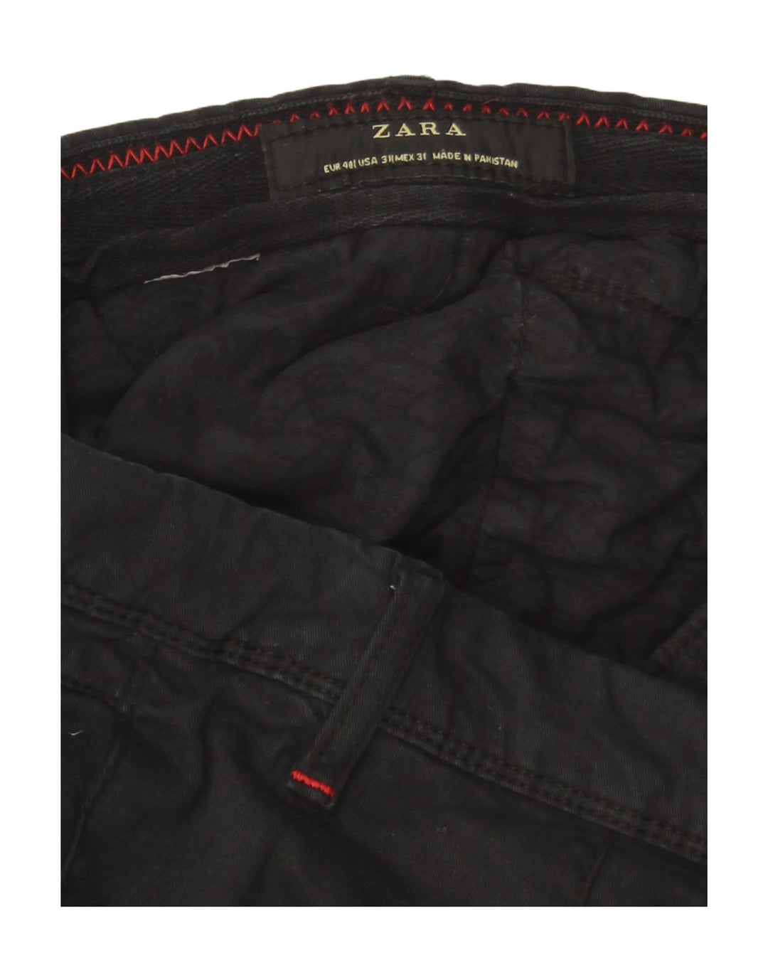 Zara Mens Slim Chino Trousers EU 40 Medium W31 L30 Black