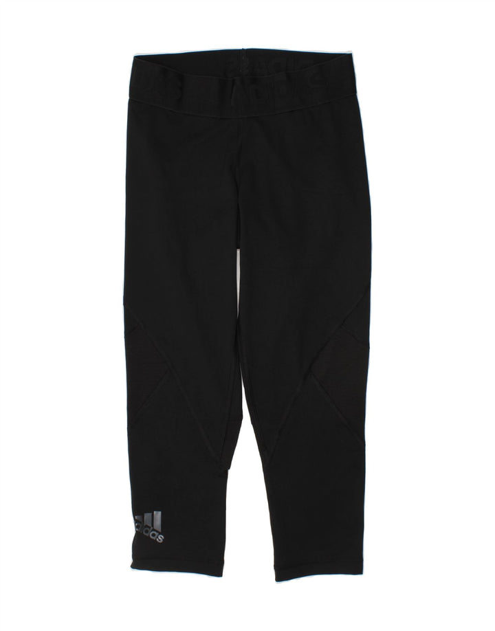 ADIDAS Womens Graphic Capri Leggings UK 6 XS Black Polyester Vintage Adidas and Second-Hand Adidas from Messina Hembry 