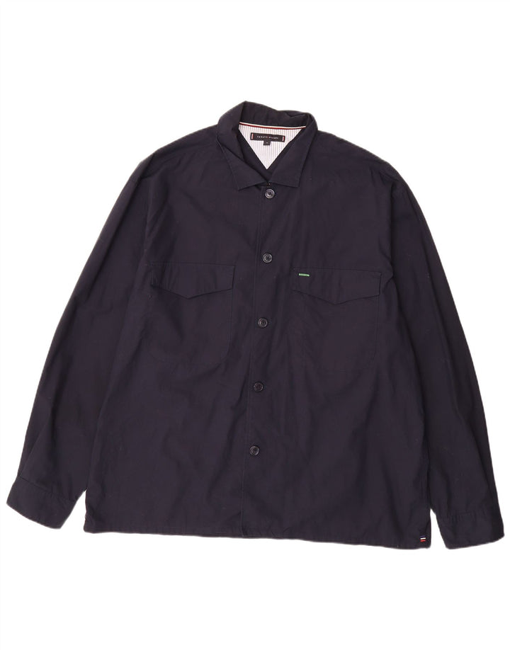 TOMMY HILFIGER Mens Shirt XL Navy Blue Cotton