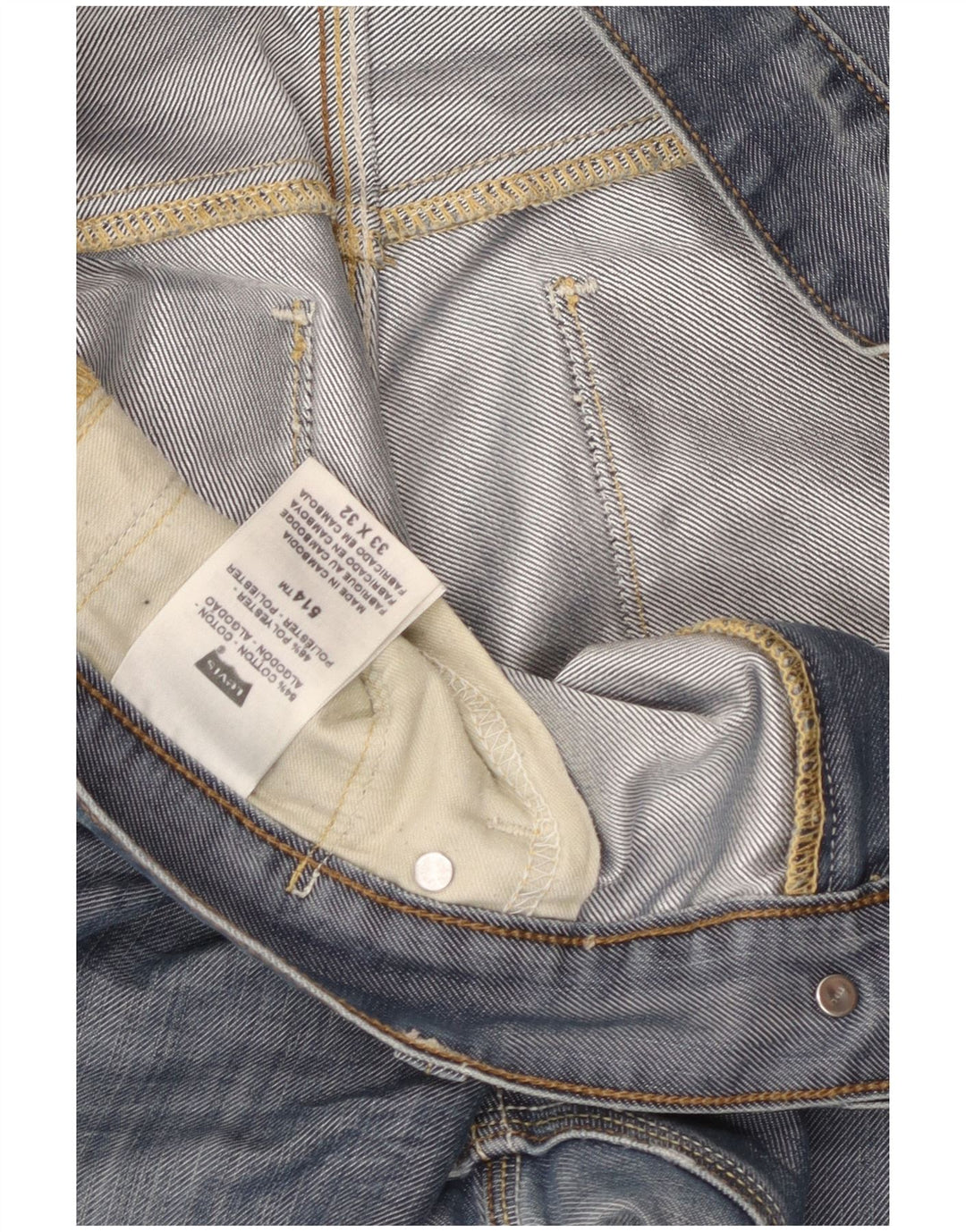 LEVI'S Mens 514 Straight Jeans W33 L32 Blue Cotton