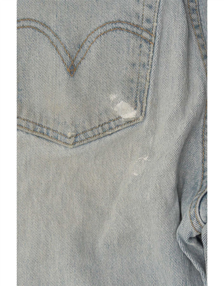 Levi's Womens Ribcage Distressed Straight Jeans W27 L29 Blue Cotton