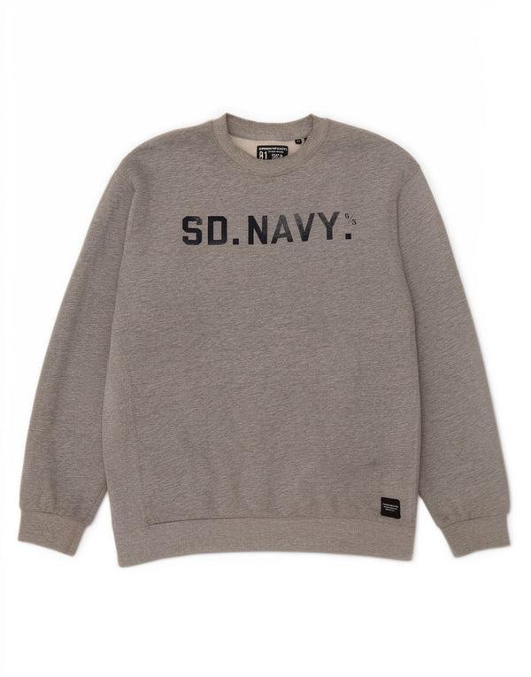 Superdry Sudadera extragrande con estampado gráfico para mujer, talla 44, algodón gris grande