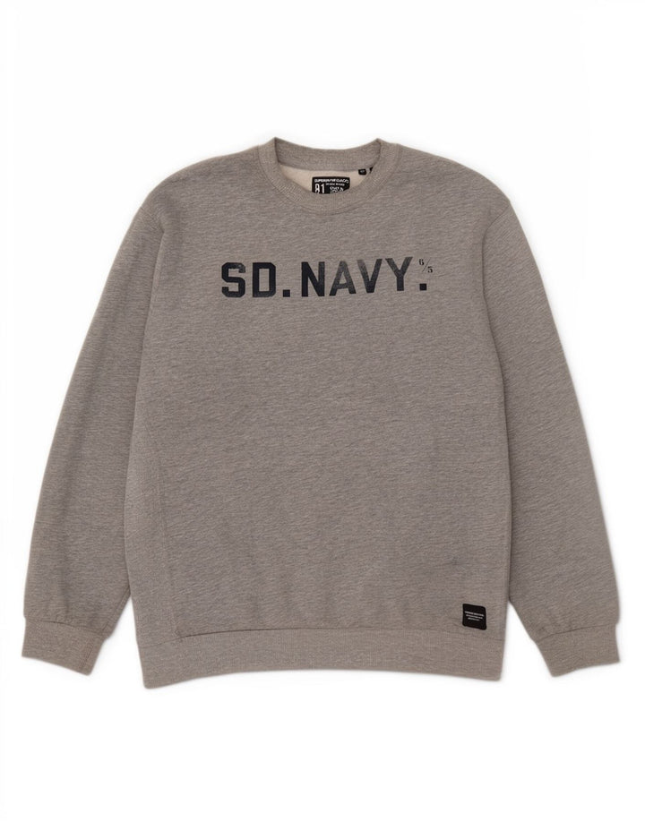 Superdry Womens Grafisk Oversized Sweatshirt Jumper UK 14 Stor Grå Bomuld