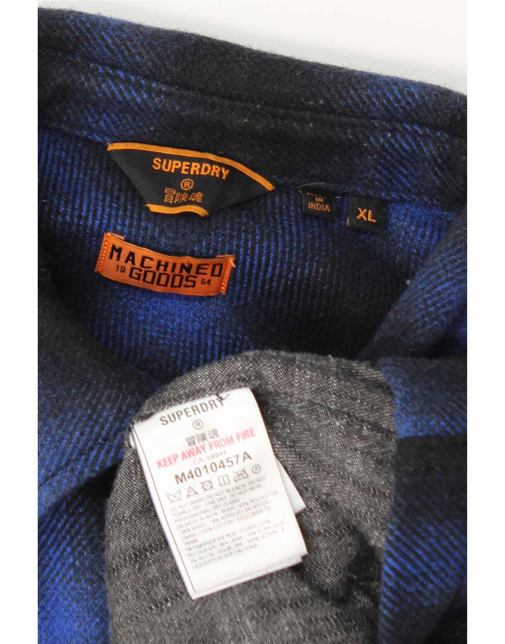 Superdry Mens Lumberjack Flannel Shirt XL Navy Blue Check Polyester