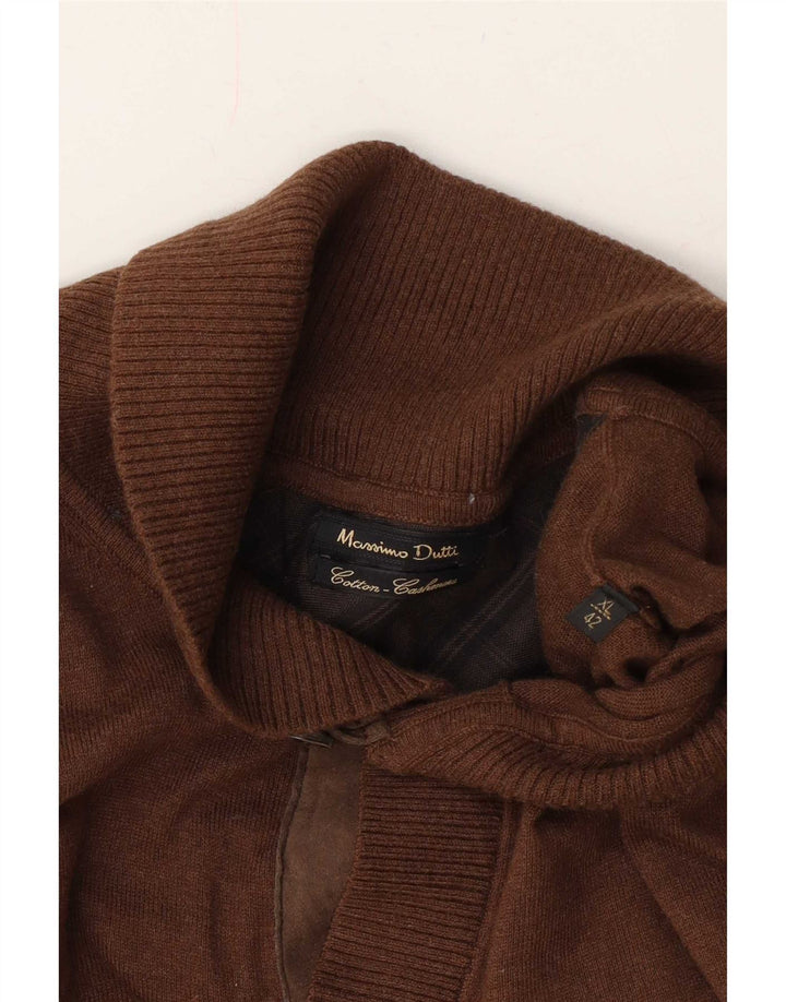 Massimo Dutti Mens Shawl Neck Jumper Sweater XL Brown Cotton