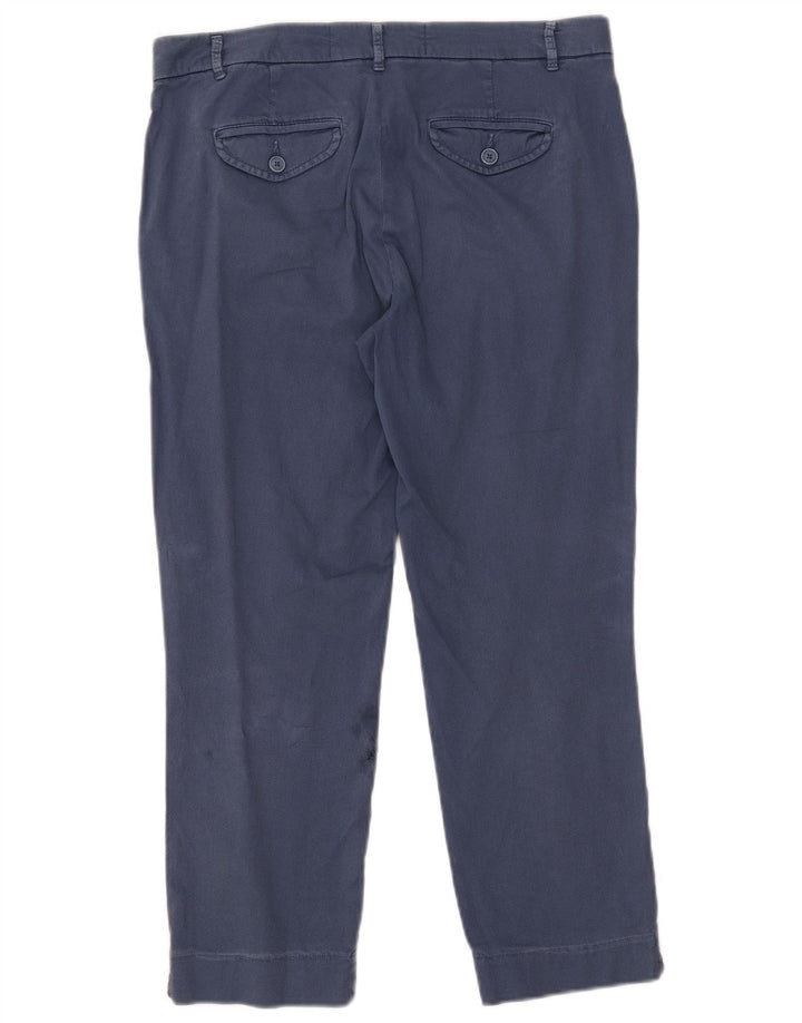 Benetton Womens Straight Cropped Trousers W33 L25 Blue