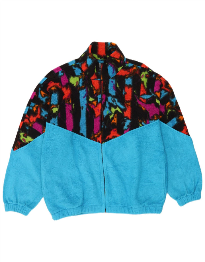 Giacca in pile da uomo Malden UK 40 Large Blu geometrico in poliestere retrò
